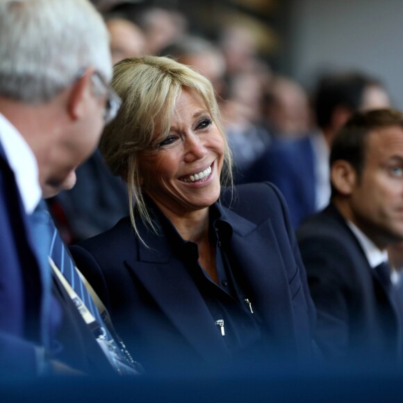 La première dame Brigitte Macron (Trogneux) - Finale du Top 14, ASM Clermont contre le RC Toulon au Stade de France à Saint-Denis, Seine Saint-Denis (banlieus de Paris), France, le 4 juin 2017. ASM Clermont remporte le match contre RC Toulon 22-16. © Dominique Jacovides/Bestimage