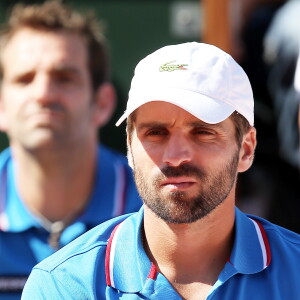 Arnaud Clément lors de la demi-finale de la Coupe Davis entre la France et la Republique Tchèque à Roland-Garros,  le 12 Septembre 2014.