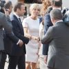 Le président français Emmanuel Macron, sa femme la première dame Brigitte Macron (Trogneux) à leur arrivée à l'aéroport international de Rabat-Salé pour leur premier voyage offi­ciel au Maroc, le 14 juin 2017. © Pierre Perusseau/Bestimage