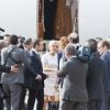 Le président français Emmanuel Macron, sa femme la première dame Brigitte Macron (Trogneux) à leur arrivée à l'aéroport international de Rabat-Salé pour leur premier voyage offi­ciel au Maroc, le 14 juin 2017. © Pierre Perusseau/Bestimage