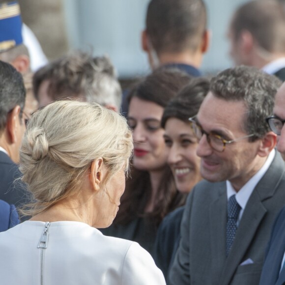 La première dame Brigitte Macron (Trogneux) et la princesse Lalla Salma du Maroc - Le couple présidentiel est arrivé à l'aéroport international de Rabat-Salé pour son premier voyage offi­ciel au Maroc, le 14 juin 2017. © Pierre Perusseau/Bestimage