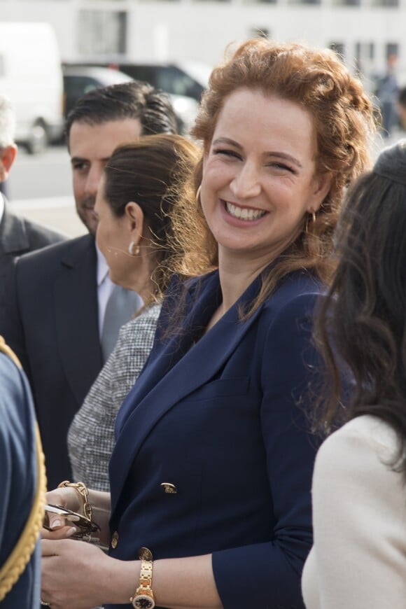 La princesse Lalla Salma du Maroc - Le couple présidentiel est arrivé à l'aéroport international de Rabat-Salé pour son premier voyage offi­ciel au Maroc, le 14 juin 2017. © Pierre Perusseau/Bestimage