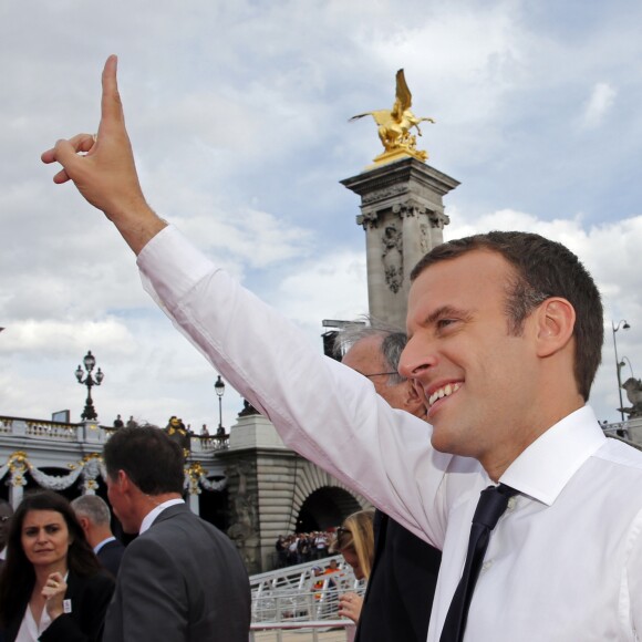 Le président de la République française Emmanuel Macron soutient la candidature de Paris pour l'organisation des Jeux olympiques de 2024 à Paris, France, le 24 juin 2017. © Jean-Paul Pelissier/Pool/Bestimage