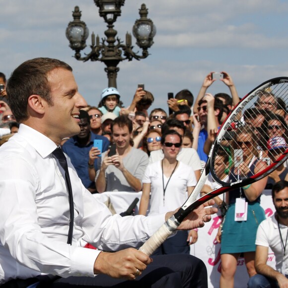Le président de la République française Emmanuel Macron soutient la candidature de Paris pour l'organisation des Jeux olympiques de 2024 à Paris, France, le 24 juin 2017. © Jean-Paul Pelissier/Pool/Bestimage