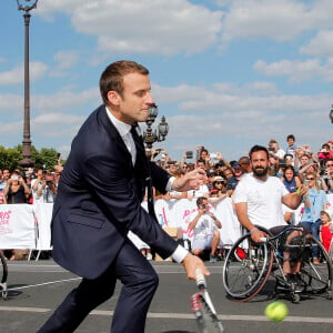 Le président de la République française Emmanuel Macron soutient la candidature de Paris pour l'organisation des Jeux olympiques de 2024 à Paris, France, le 24 juin 2017. © Jean-Paul Pelissier/Pool/Bestimage