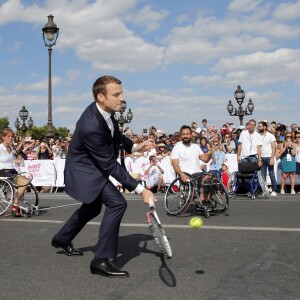 Le président de la République française Emmanuel Macron soutient la candidature de Paris pour l'organisation des Jeux olympiques de 2024 à Paris, France, le 24 juin 2017. © Jean-Paul Pelissier/Pool/Bestimage