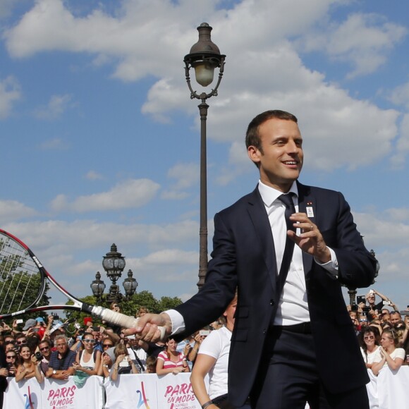Le président de la République française Emmanuel Macron soutient la candidature de Paris pour l'organisation des Jeux olympiques de 2024 à Paris, France, le 24 juin 2017. © Jean-Paul Pelissier/Pool/Bestimage