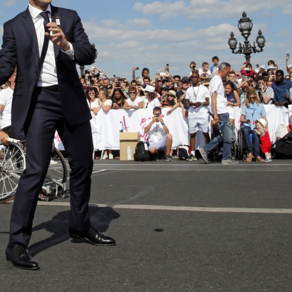 Le président de la République française Emmanuel Macron soutient la candidature de Paris pour l'organisation des Jeux olympiques de 2024 à Paris, France, le 24 juin 2017. © Jean-Paul Pelissier/Pool/Bestimage