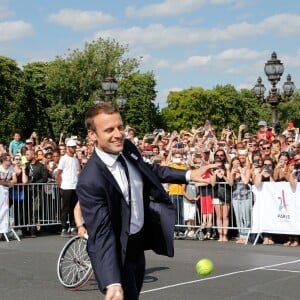 Le président de la République française Emmanuel Macron soutient la candidature de Paris pour l'organisation des Jeux olympiques de 2024 à Paris, France, le 24 juin 2017. © Jean-Paul Pelissier/Pool/Bestimage