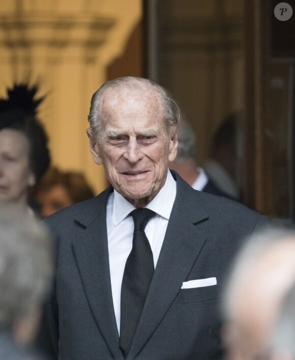 Le prince Philip, duc d'Edimbourg, lors des obsèques de Patricia Katchbull, 2e comtesse Mountbatten de Burma, le 27 juin 2017 en l'église Saint-Paul de Knightsbridge, à Londres.