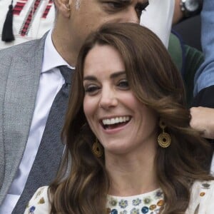 Kate Middleton, duchesse de Cambridge, lors de la victoire d'Andy Murray contre Milos Raonic en finale de Wimbledon le 10 juillet 2016 à Londres.