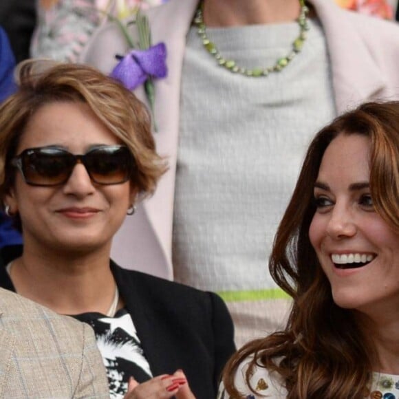 Kate Middleton, duchesse de Cambridge, lors de la victoire d'Andy Murray contre Milos Raonic en finale de Wimbledon le 10 juillet 2016 à Londres.