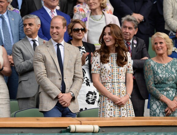 Kate Middleton, duchesse de Cambridge, lors de la victoire d'Andy Murray contre Milos Raonic en finale de Wimbledon le 10 juillet 2016 à Londres.