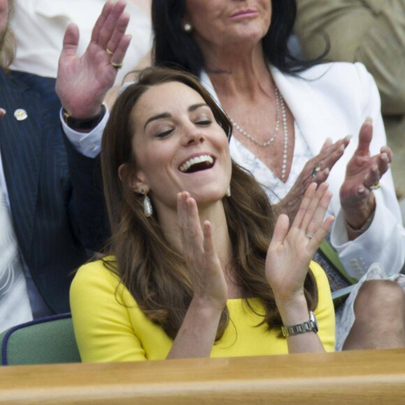 Kate Middleton, duchesse de Cambridge, dans les tribunes du tournoi de Wimbledon à Londres, le 7 juillet 2016.