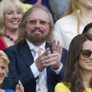 Kate Middleton, duchesse de Cambridge, dans les tribunes du tournoi de Wimbledon à Londres, le 7 juillet 2016.