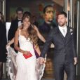 Lionel Messi et Antonella Roccuzzo lors de leur mariage au Pullman City Center de Rosario en Argentine le 30 juin 2017.