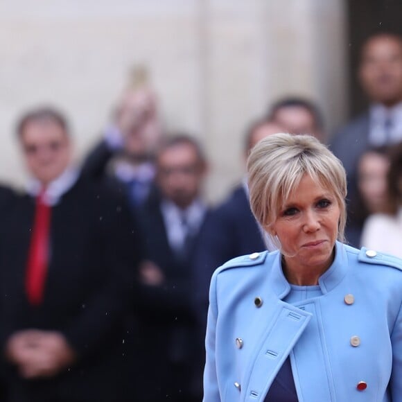 Brigitte Macron (Trogneux)  - La famille de E.Macron arrive au palais de l'Elysée à Paris le 14 mai 2017 pour la cérémonie d'investiture du nouveau président. © Cyril Moreau / Bestimage