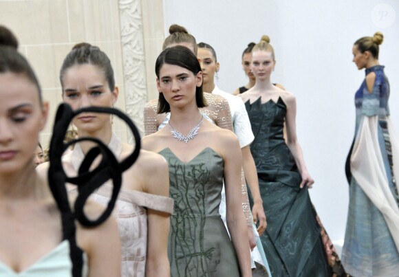 Défilé de mode Gyunel, collection Couture automne-hiver 2017/2018 à Paris, le 5 juillet 2017.