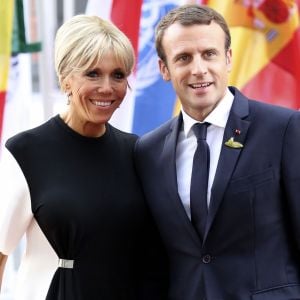 Le président français Emmanuel Macron et sa femme Brigitte Macron arrivent au concert de la Neuvième Symphonie de Beethoven à l'Elbphilharmonie de Hamburg, Allemagne, le 7 juillet 2017. © Future-Image/Zuma Press/Bestimage