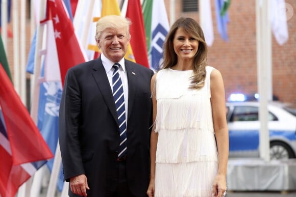 Donald Trump et son mari Melania Trump arrivent au concert de la Neuvième Symphonie de Beethoven à l'Elbphilharmonie de Hamburg, Allemagne, le 7 juillet 2017. © Future-Image/Zuma Press/Bestimage