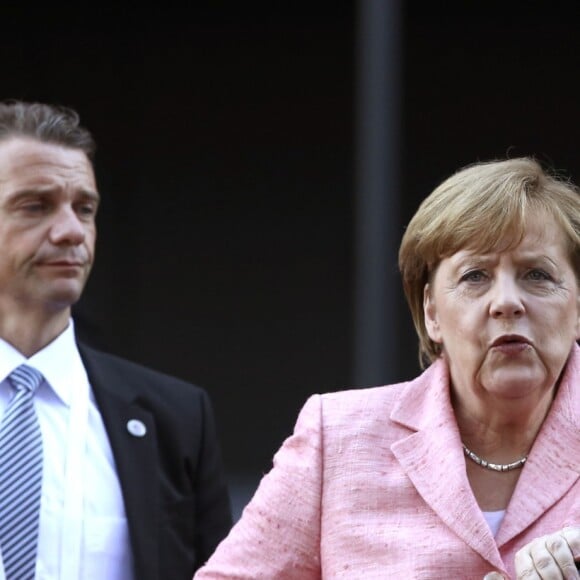 Angela Merkel arrive au concert de la Neuvième Symphonie de Beethoven à l'Elbphilharmonie de Hamburg, Allemagne, le 7 juillet 2017. © Future-Image/Zuma Press/Bestimage