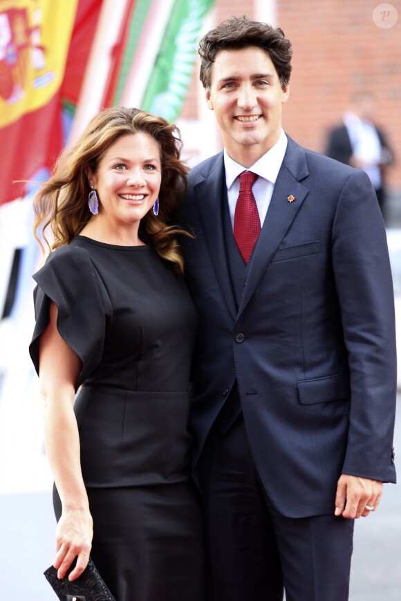 Justin Trudeau et sa femme Sophie Gregoire Trudeau arrivent au concert de la Neuvième Symphonie de Beethoven à l'Elbphilharmonie de Hamburg, Allemagne, le 7 juillet 2017. © Future-Image/Zuma Press/Bestimage