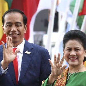 Joko Widodo et sa femme Iriana Joko Widodo arrivent au concert de la Neuvième Symphonie de Beethoven à l'Elbphilharmonie de Hamburg, Allemagne, le 7 juillet 2017. © Future-Image/Zuma Press/Bestimage