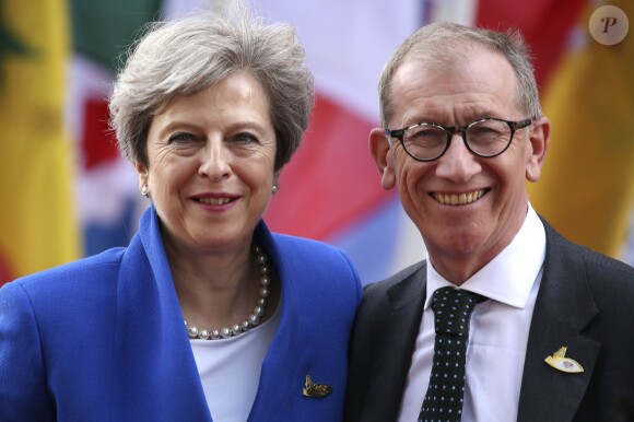 Theresa May et son mari Philip May arrivent au concert de la Neuvième Symphonie de Beethoven à l'Elbphilharmonie de Hamburg, Allemagne, le 7 juillet 2017. © Future-Image/Zuma Press/Bestimage