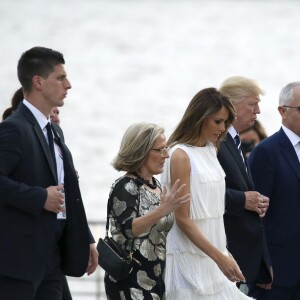 Donald Trump et son mari Melania Trump, Malcolm Turnbull et sa femme Lucy Turnbull arrivent au concert de la Neuvième Symphonie de Beethoven à l'Elbphilharmonie de Hamburg, Allemagne, le 7 juillet 2017. © Future-Image/Zuma Press/Bestimage