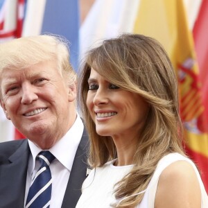 Donald Trump et son mari Melania Trump arrivent au concert de la Neuvième Symphonie de Beethoven à l'Elbphilharmonie de Hamburg, Allemagne, le 7 juillet 2017. © Future-Image/Zuma Press/Bestimage