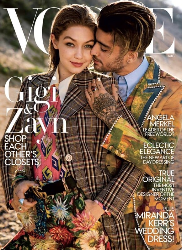 Gigi Hadid et Zayn Malik en couverture du magazine Vogue, numéro d'août 2017. Photo par Inez et Vinoodh.
