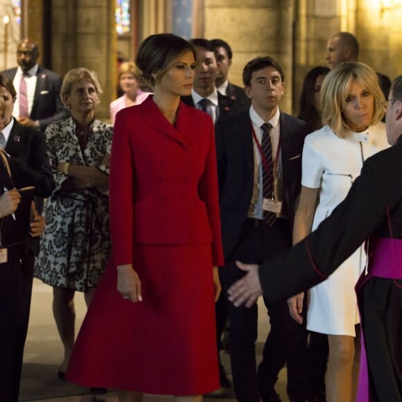 Les premières dames Melania Trump et Brigitte Macron visitent la cathédrale  Notre Dame le 13 juillet 2017 à Paris, France. Romain Beurrier/Pool/ABACAPRESS.COM13/07/2017 -