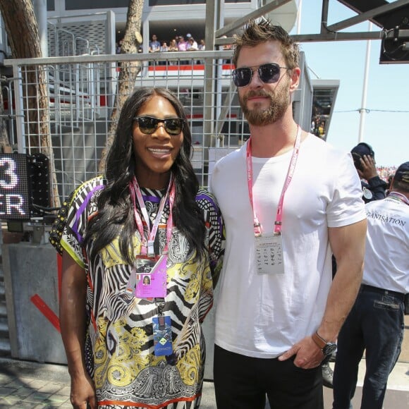 Serena Williams, enceinte, et son fiancé Alexis Ohanian au Grand Prix de Monaco. Le 28 mai 2017.