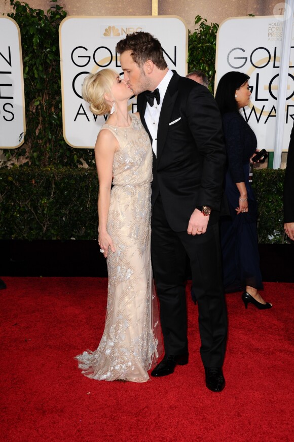Chris Pratt et sa femme Anna Faris - La 72ème cérémonie annuelle des Golden Globe Awards à Beverly Hills, le 11 janvier 2015.
