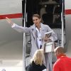 Céline Dion arrive au Bourget avec ses enfants et prend un jet privé, le 10 août 2017.