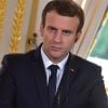 Le président de la République Emmanuel Macron lors d'une déclaration commune avec le premier ministre portugais au palais de l'Elysée à Paris, le 28 juillet 2017 après un déjeuner de travail. © Giancarlo Gorassini /Bestimage French President Emmanuel Macron during a common statement with Portugal's Prime Minister at Elysee Palace in Paris, on July 28, 2017 after a working lunch.28/07/2017 - Paris