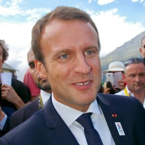 Exclusif - Le président de la République Emmanuel Macron assiste à l'arrivée de la 17e étape du 104e Tour de France à Salle-des-Alpes (Serre Chevalier), le 19 juillet 2017. © Fabien Faure /Bestimage