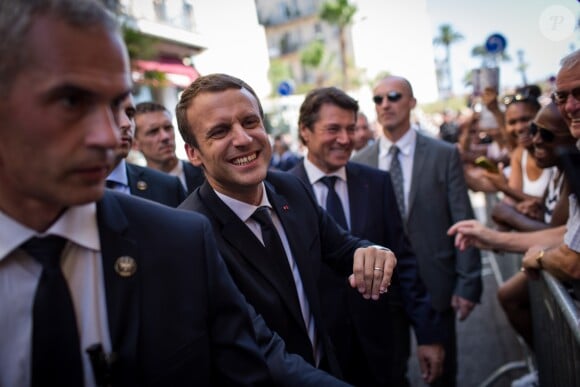 Le président de la République Emmanuel Macron - Le président de la République est reçu par l'hôtel de ville de Nice pour un entretien avant la cérémonie d'hommage aux victimes de l'attentat du 14 juillet 2016 à Nice, le 14 juillet 2017. © Cyril Moreau/Bestimage