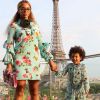 Beyoncé à Paris avec sa fille Blue Ivy, toutes les deux en look Gucci. Instagram, le 29 juillet 2016.