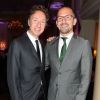 Stéphane Bern et son compagnon Lionel - Dîner de gala de la première édition des prix "Les Stéthos d'Or" en faveur de la Fondation pour la recherche en physiologie dont le docteur Frédéric Saldmann est le directeur scientifique à l'hôtel George V à Paris le 13 mars 2017. © Coadic Guirec/Bestimage