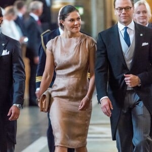 Le prince Carl Philip de Suède, la princesse Victoria et le prince Daniel en la chapelle royale du palais Drottningholm, le 4 septembre 2017 à Stockholm, pour assister à une messe d'action de grâce en l'honneur de la naissance du prince Gabriel, second fils du prince Carl Philip et de la princesse Sofia.