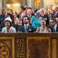 Le roi Carl XVI Gustaf, la reine Silvia, le prince Carl Philip, la princesse Victoria et le prince Daniel de Suède en la chapelle royale du palais Drottningholm, le 4 septembre 2017 à Stockholm, pour assister à une messe d'action de grâce en l'honneur de la naissance du prince Gabriel, second fils du prince Carl Philip et de la princesse Sofia.