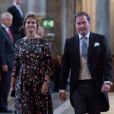 La princesse Madeleine de Suède, enceinte, et Christopher O'Neill en la chapelle royale du palais Drottningholm, le 4 septembre 2017 à Stockholm, pour assister à une messe d'action de grâce en l'honneur de la naissance du prince Gabriel, second fils du prince Carl Philip et de la princesse Sofia.