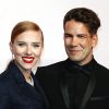 Scarlett Johansson et Romain Dauriac lors de la 39e cérémonie des César au théâtre du Châtelet à Paris, le 28 février 2014.