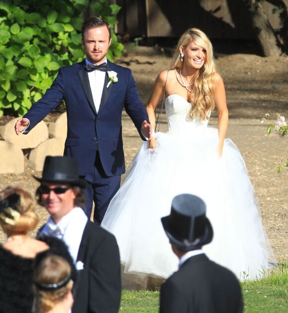 Exclusif - Mariage de l'acteur Aaron Paul et de la belle Lauren Parsekian au Cottage Pavilion à Malibu, le 26 mai 2013.