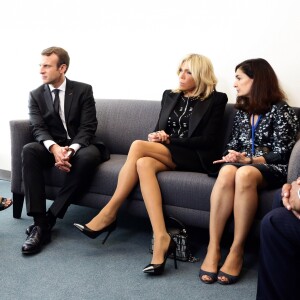 Le président de la République française Emmanuel Macron et sa femme la Première Dame Brigitte Macron (Trogneux) rencontrent la prix Nobel de la paix, Malala Yousafzai lors de la 72ème assemblée générale de l'organisation des Nations-Unis (ONU) à New York City, New York, Etats-Unis, le 20 septembre 2017. © Stéphane Lemouton/Bestimage