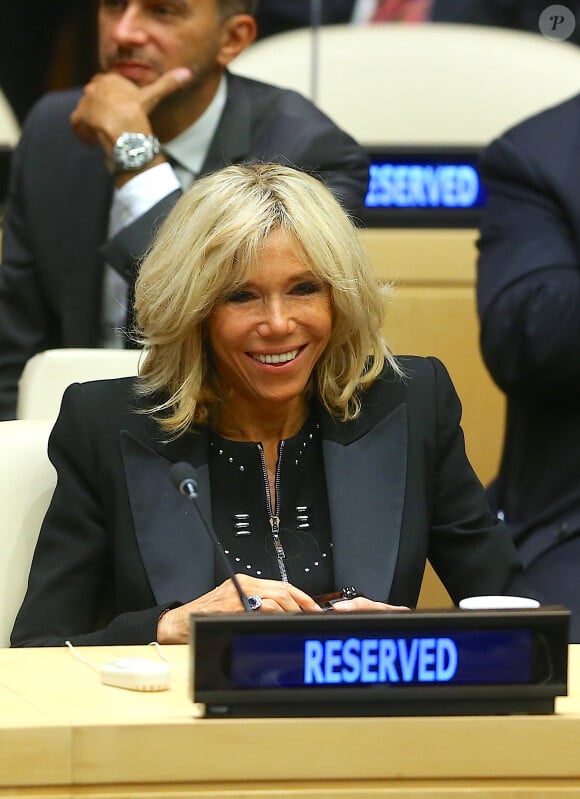 Brigitte Macron assiste au débat "Education for All" au siège des Nations Unies à New York le 20 septembre 2017.