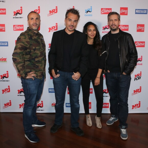 Rachid Gali, Mikl, Amina Kasimi, Christophe Lebrun lors de la conférence de presse de rentrée du groupe NRJ au Musée du Quai Branly à Paris, le 21 septembre 2017. © CVS/Bestimage