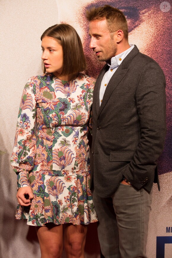 Adèle Exarchopoulos et Matthias Schoenaerts arrivent à l'avant-première de "Le Fidèle" à Bruxelles le 23 septembre 2017.