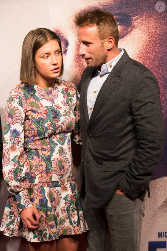 Adèle Exarchopoulos et Matthias Schoenaerts arrivent à l'avant-première de "Le Fidèle" à Bruxelles le 23 septembre 2017.